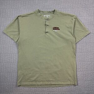 Y2K Big Dogs T Shirt Men XL Green Henley The Beer Hunter Embroidered Logo